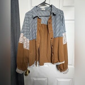 POL Blue and White Striped Jacket